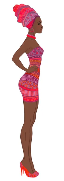 Mujer afroamericana con turbante — Vector de stock