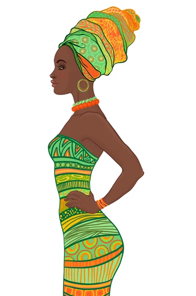 African american kobieta w turbanie — Wektor stockowy