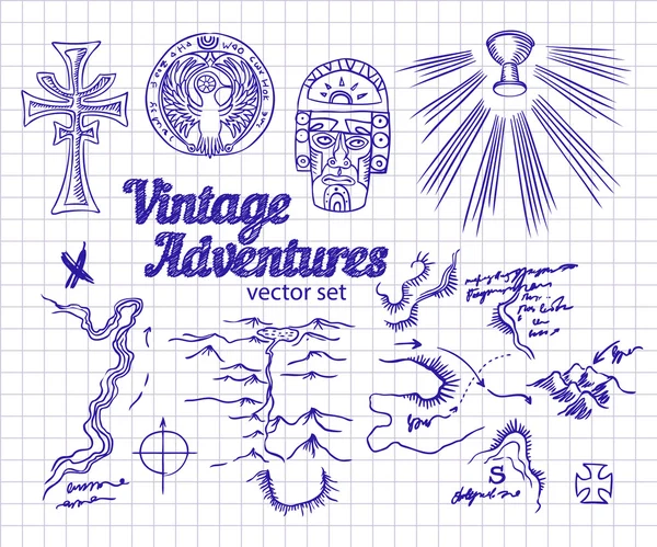 Vintage Adventures: Design elements — Stock Vector