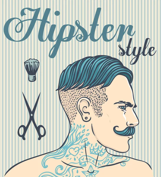 Hipster kuaför dükkanı kartvizit — Stok Vektör