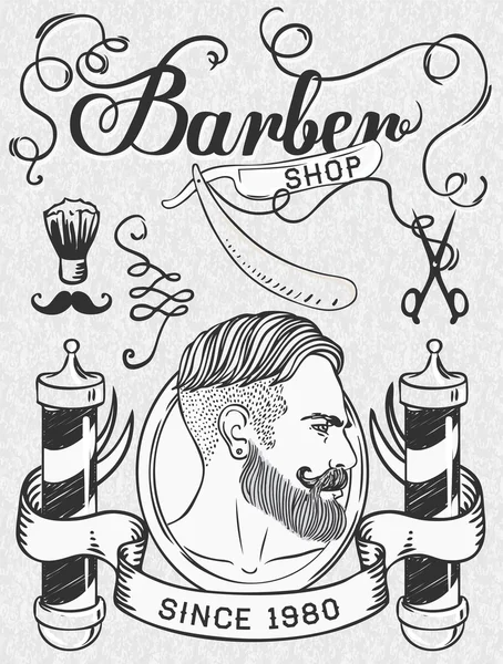 Hipster Barber Shop Business Card — Stock Vector