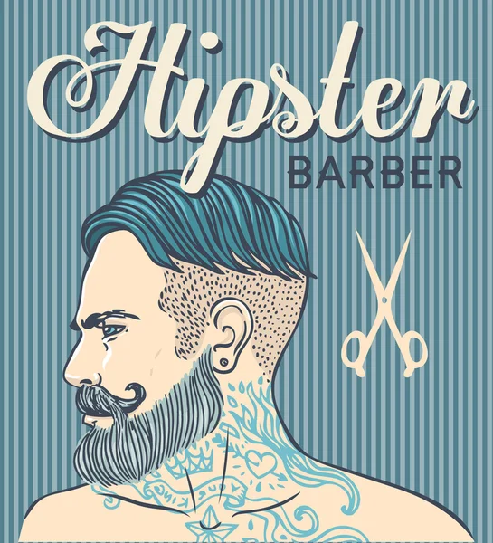 Hipster κουρέας κατάστημα επαγγελματικών καρτών — Διανυσματικό Αρχείο