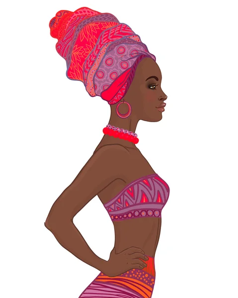 Africká americká žena v turbanu — Stock vektor