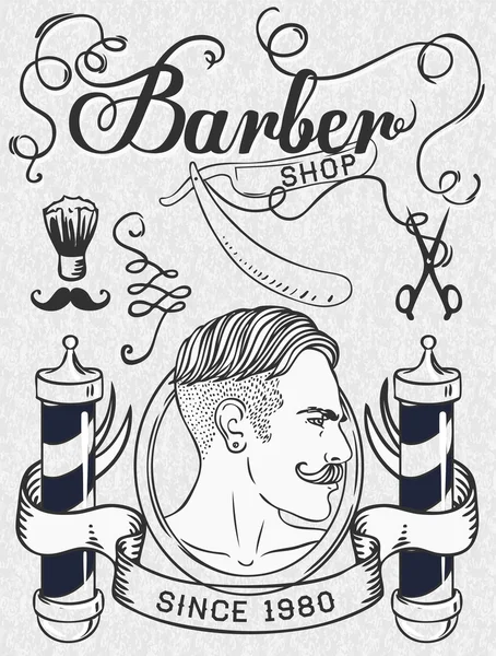 Hipster Barbeiro Shop cartão de visita — Vetor de Stock