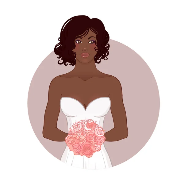 African American bruden i brudklänning — Stock vektor