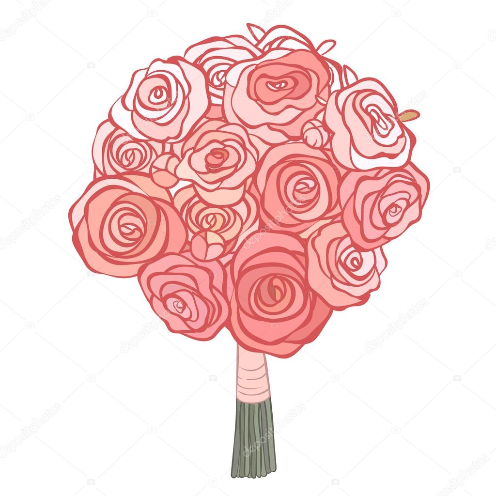 Bridal bouquet of pink roses Stock Vector Image by ©vgorbash #80165798