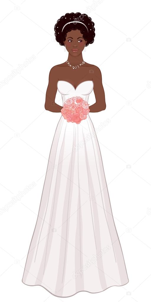 African American Bride in Wedding Dress