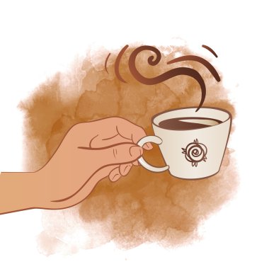Kahve ya da çay Kupası tutan el.