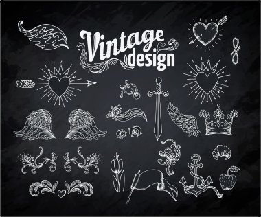 Vintage dekoratif tasarım öğeleri