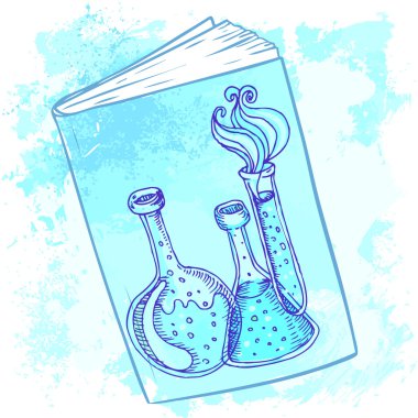 laboratuvar test tüpleri bir kitabın kapağında