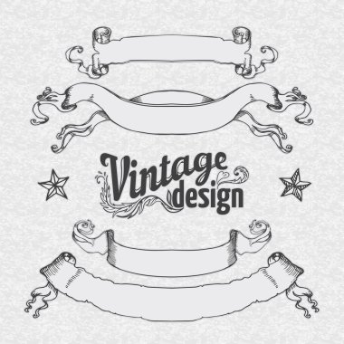 Vintage tasarım öğeleri kümesi: şeritler.