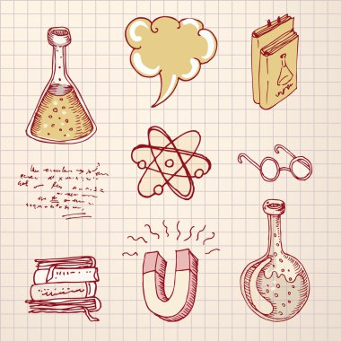 Doodle stil bilim laboratuvar öğeleri
