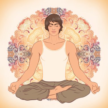 Caucasian Man sitting in Lotus pose clipart