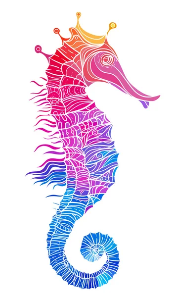 Regenboog decoratieve seahorse — Stockvector