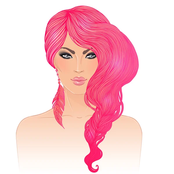 ピンク髪とファッションの女の子. — ストックベクタ