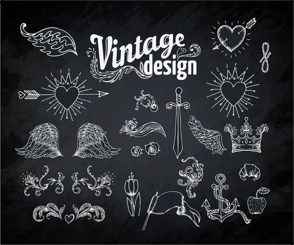 Elementi decorativi di design vintage — Vettoriale Stock
