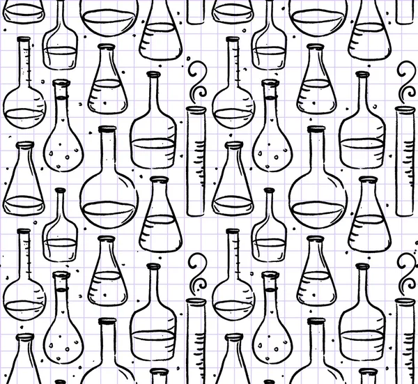 Back to school: test tubes pattern — Stock Vector