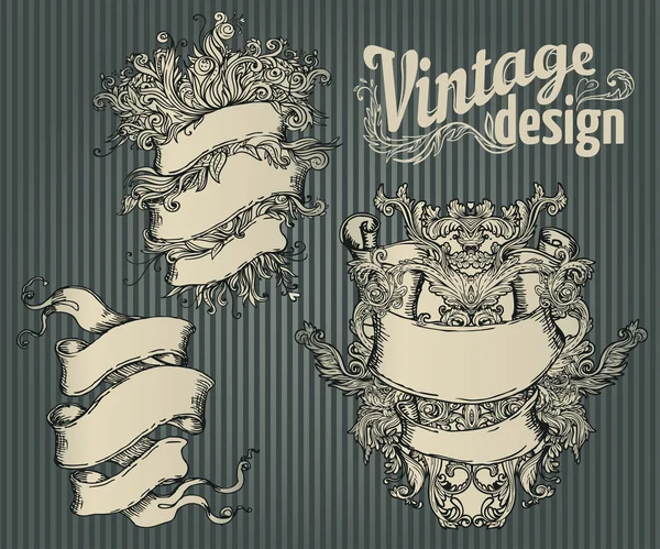 Conjunto de elementos de diseño vintage — Archivo Imágenes Vectoriales