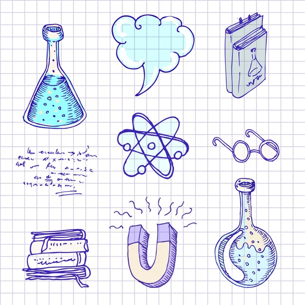 Doodle-artige Elemente aus dem Wissenschaftslabor — Stockvektor