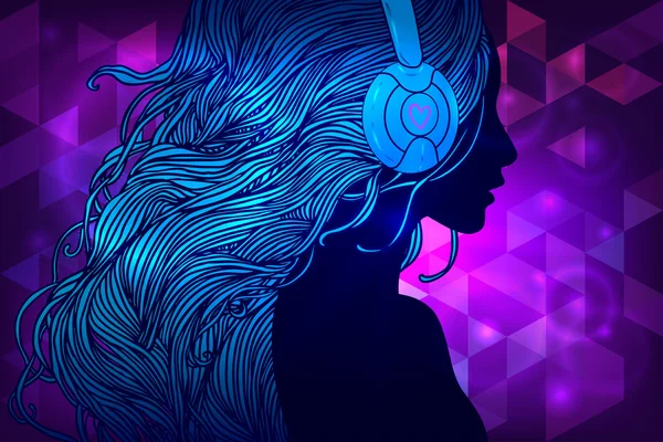 DJ fille silhouette — Image vectorielle