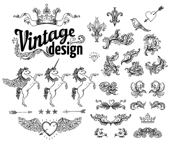 Ensemble d'éléments design vintage : Rubans . — Image vectorielle