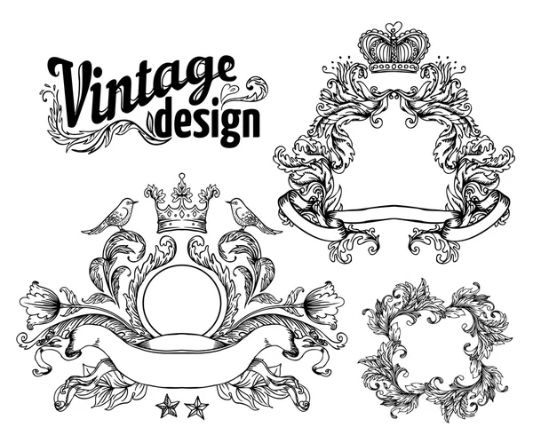 Vintage tasarım öğeleri kümesi: şeritler. — Stok Vektör