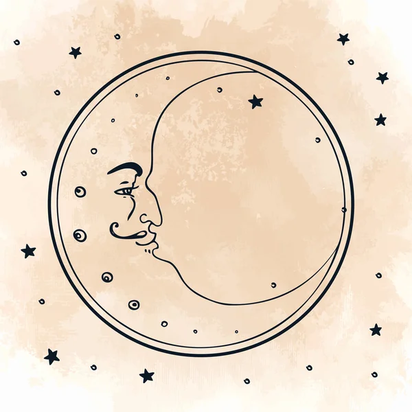 Луна и звезды в стиле ретро . — стоковый вектор
