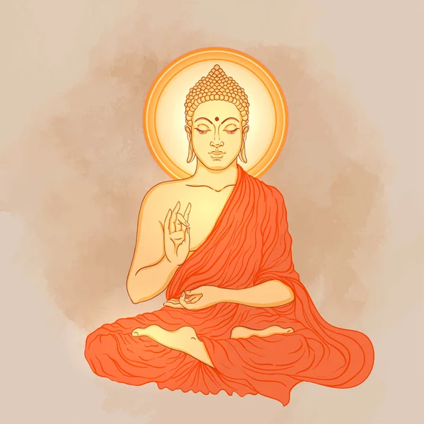 Estatua de buddha sentado — Vector de stock