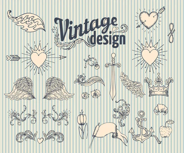 Vintage Design Elemente Set. — Stockvektor