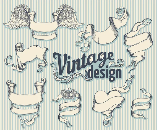 Set di elementi di design vintage. — Vettoriale Stock