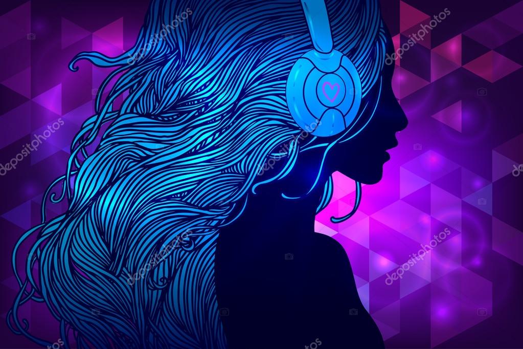 DJ girl silhouette — Stock Vector © vgorbash #80389322