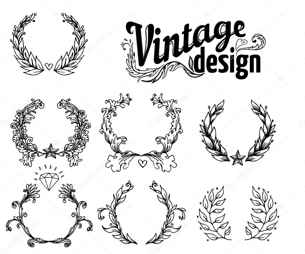 Vintage design elements set: Ribbons.