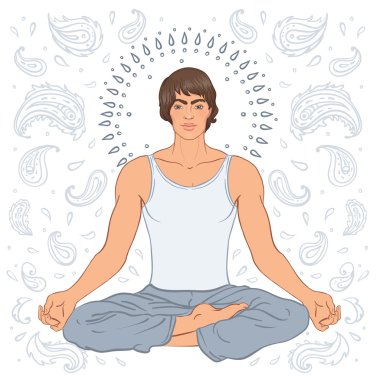 Beyaz Lotus poz oturan adam