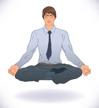 Beyaz Lotus poz oturan adam