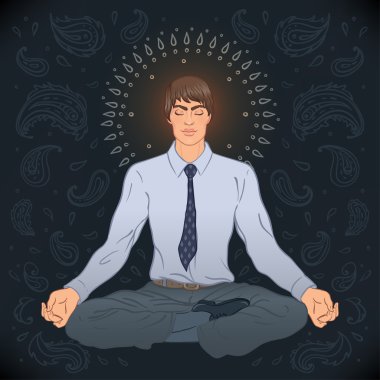 Beyaz Lotus poz oturan adam
