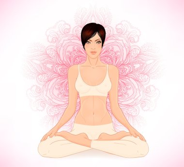 Lotus poz oturan esmer kız