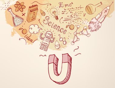 Bilim laboratuarı nesneleri mıknatıs ile