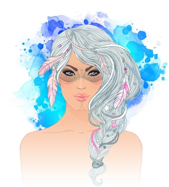 Boho tarzı moda kız. 