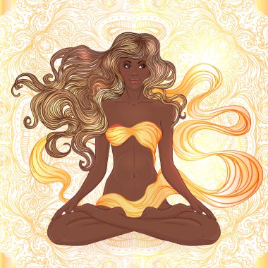 Lotus poz oturan kız