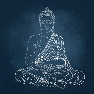 Buda blackboard arka plan üzerinde oturan