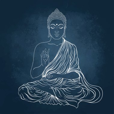 Sitting Buddha over the blackboard background clipart