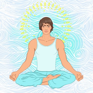 Caucasian Man sitting in Lotus pose clipart