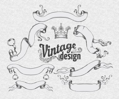 Vintage tasarım öğeleri kümesi: şeritler.