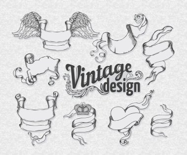 Vintage tasarım öğeleri kümesi: şeritler.