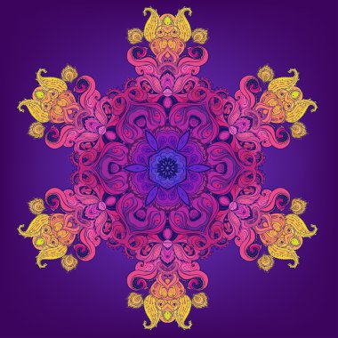 Çiçek Hint yuvarlak desenli mandala