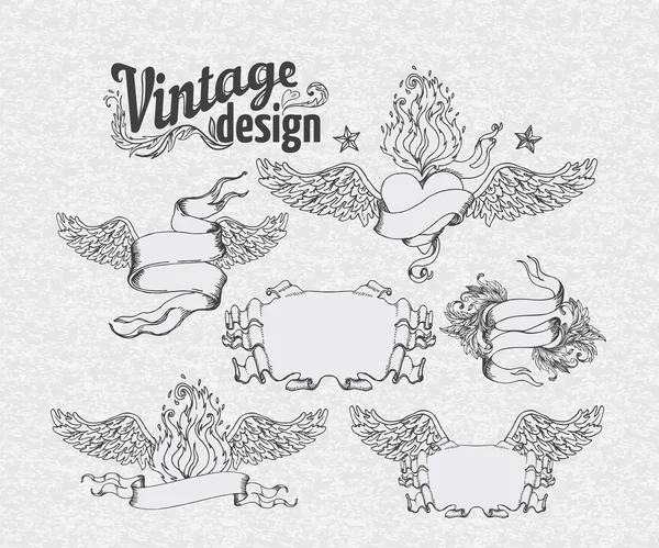 Vintage tasarım öğeleri kümesi: şeritler.