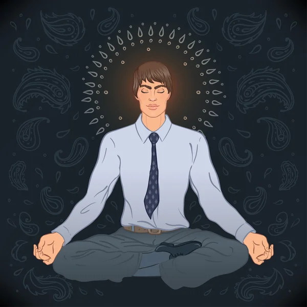 Kaukasische Man zit in Lotus pose — Stockvector