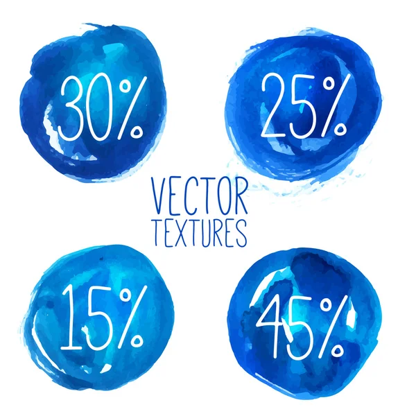 Elementos de diseño de tinta azul o acuarela — Vector de stock