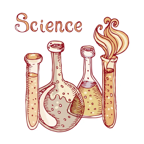 Voltar à escola: tubos de ensaio de laboratório —  Vetores de Stock