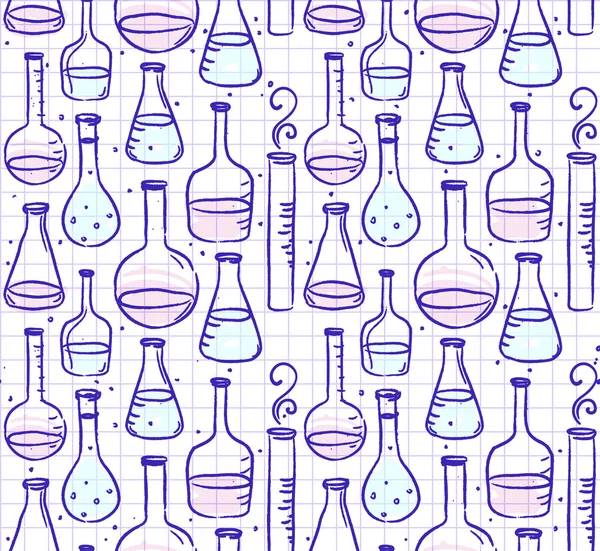 Back to school: test tubes pattern — Stock Vector
